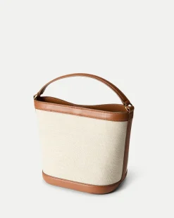 Small Canvas Feedbag in Cream Linen & Tan