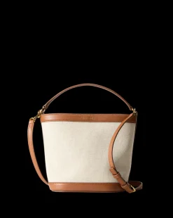Small Canvas Feedbag in Cream Linen & Tan