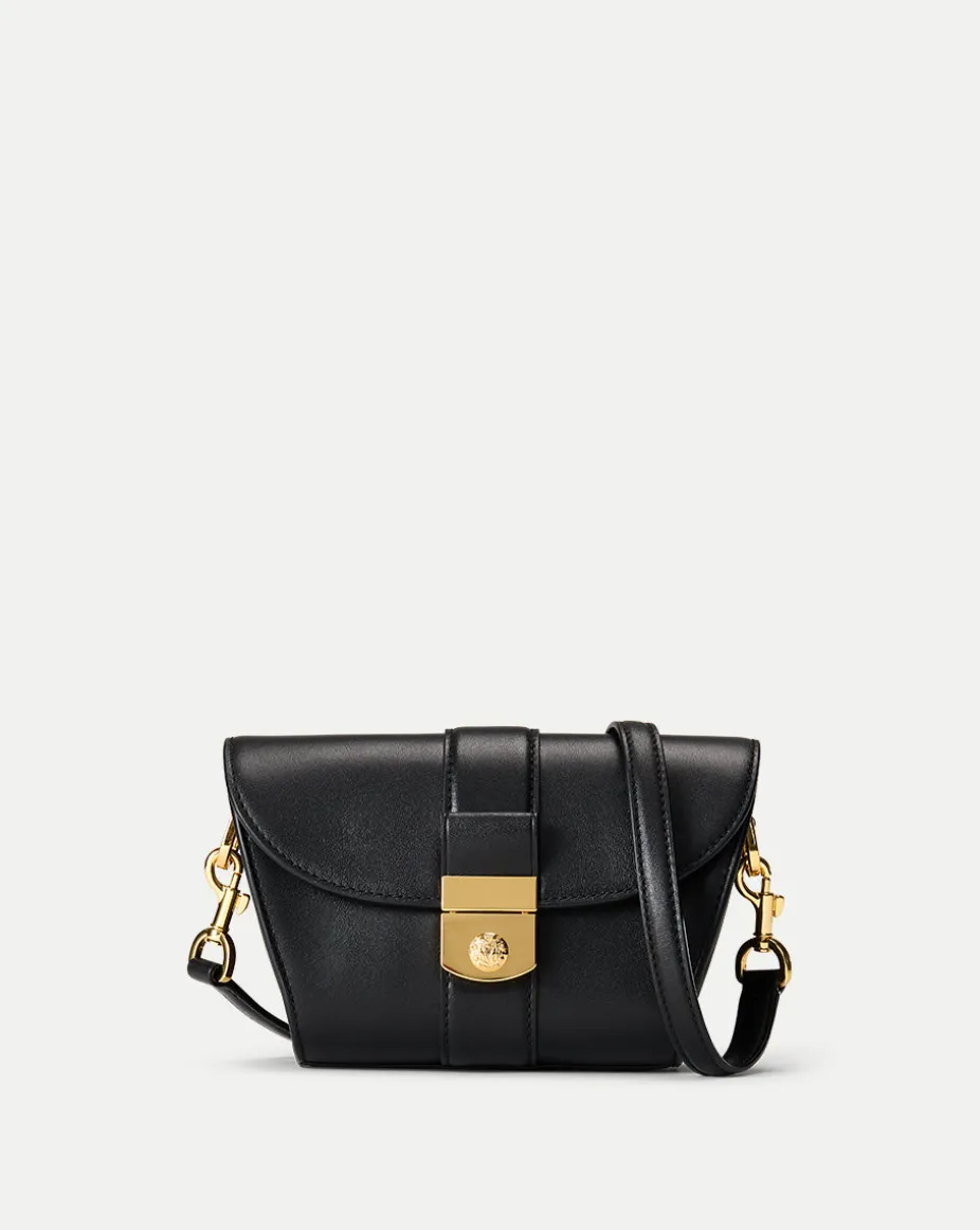 Small Crest Lock Trap Bag in Black