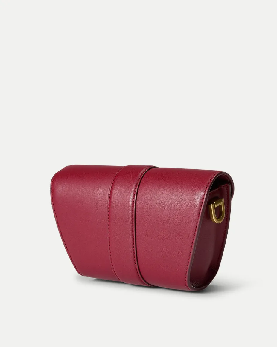 Small Crest Lock Trap Bag in Burgundy