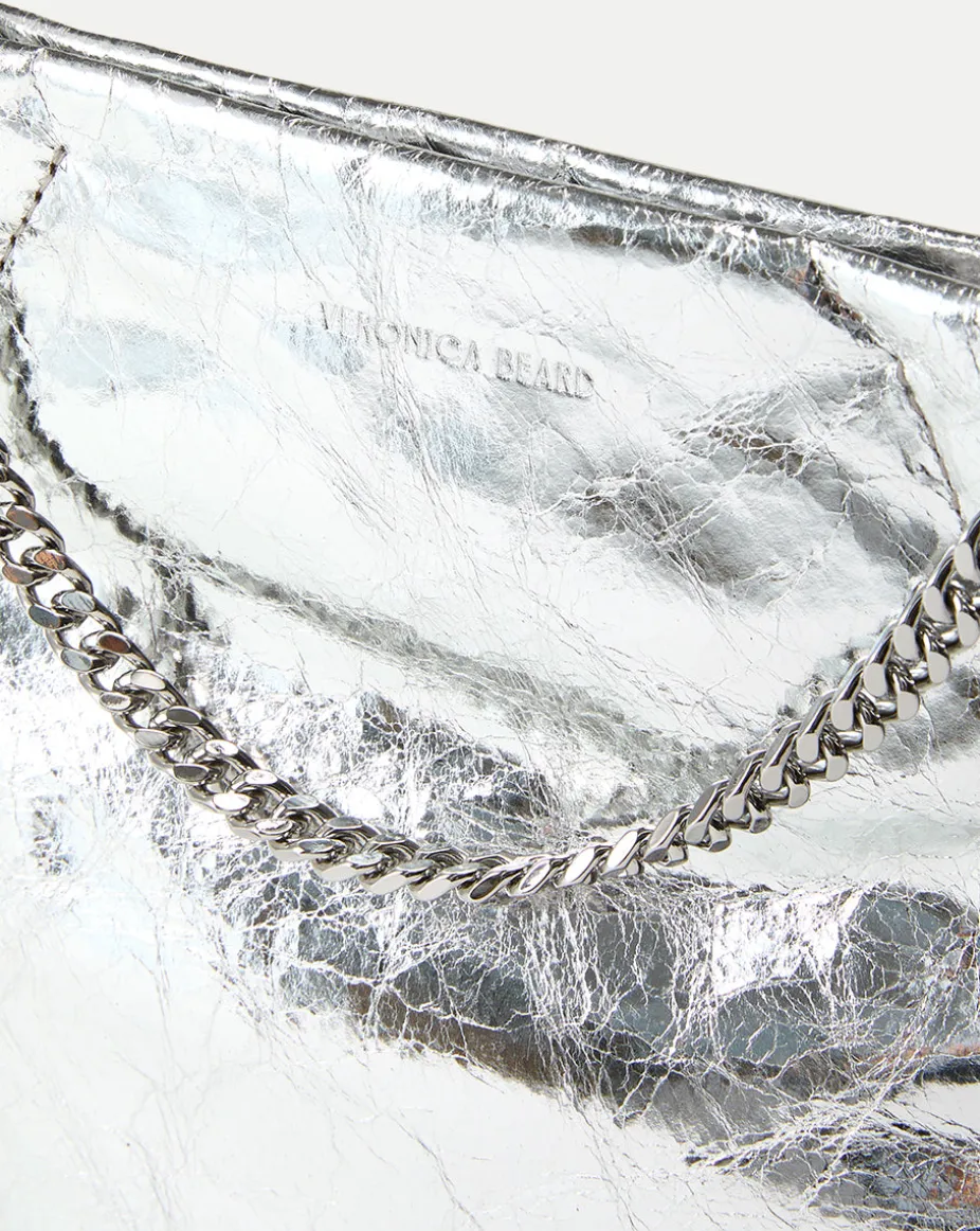 Small Metallic Slouch Shoulder Bag in Silver