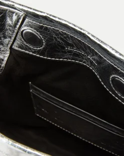 Small Metallic Slouch Shoulder Bag in Silver