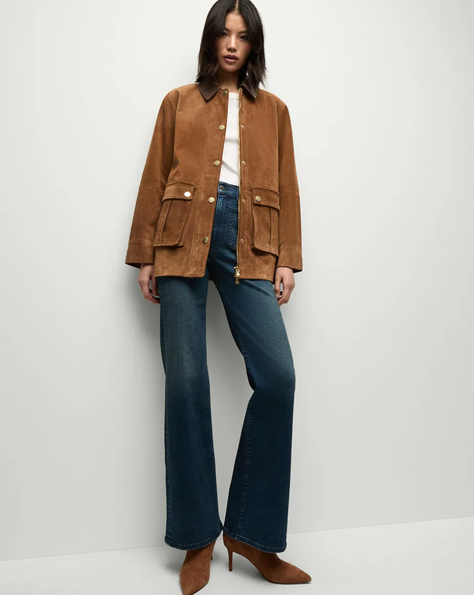 Suz Suede Dickey Chore Coat in Tan