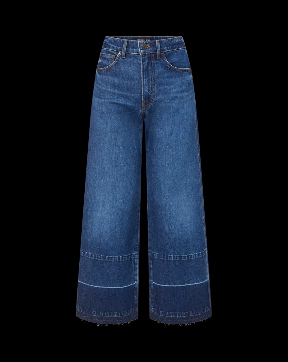 Taylor Released Hem Cropped Wide-Leg Jean in Bright Blue