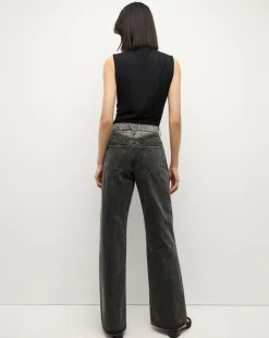 Taylor Two-Tone Wide-Leg Jean in Volcanic Stone Colorblock