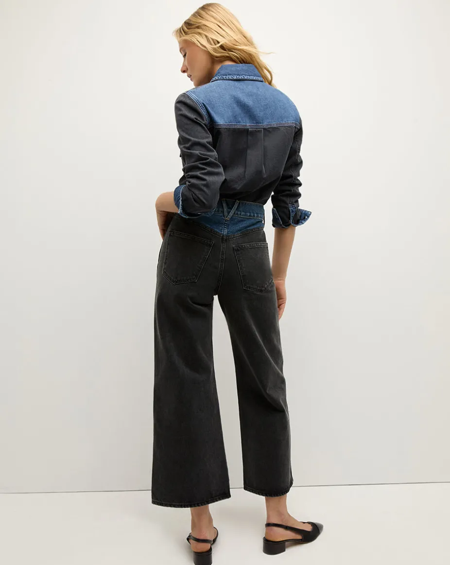 Taylor Two-Tone Wide-Leg Jean in Blue Moon Colorblock