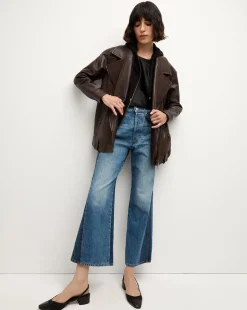 Thandie Leather Dickey Jacket in Dark Brown