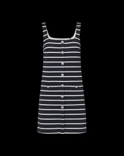 Tibbie Knit Dress in Navy/White