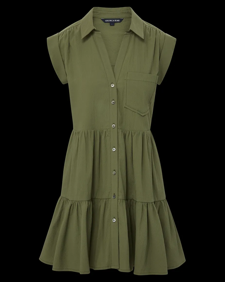 Trisha Cotton Shirtdress in Stone Army