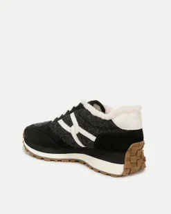 Valentina Shearling Sneaker in Black