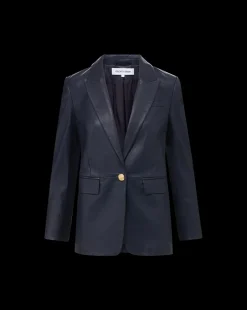 Vega Leather Dickey Jacket in Navy