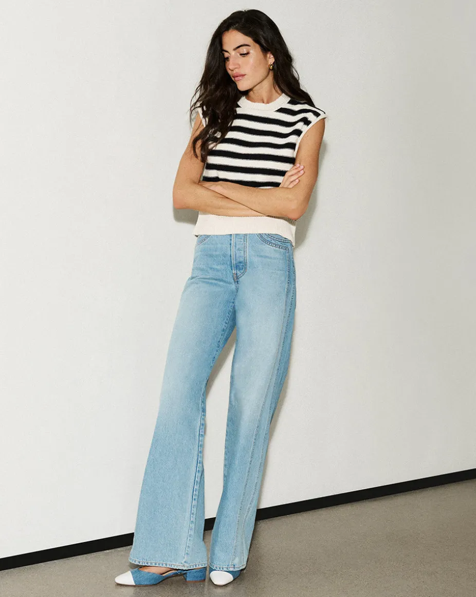 Vera Cotton Tank in Off-White/Black