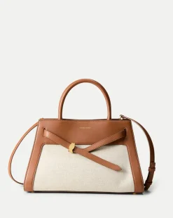 Veronica Beard Canvas Dash Bag in Linen & Tan