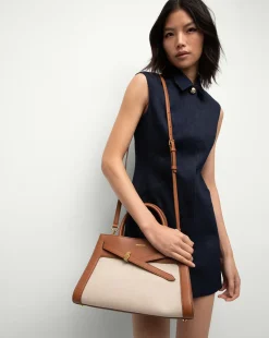 Veronica Beard Canvas Dash Bag in Linen & Tan