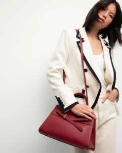 Veronica Beard Dash Bag in Burgundy Leather