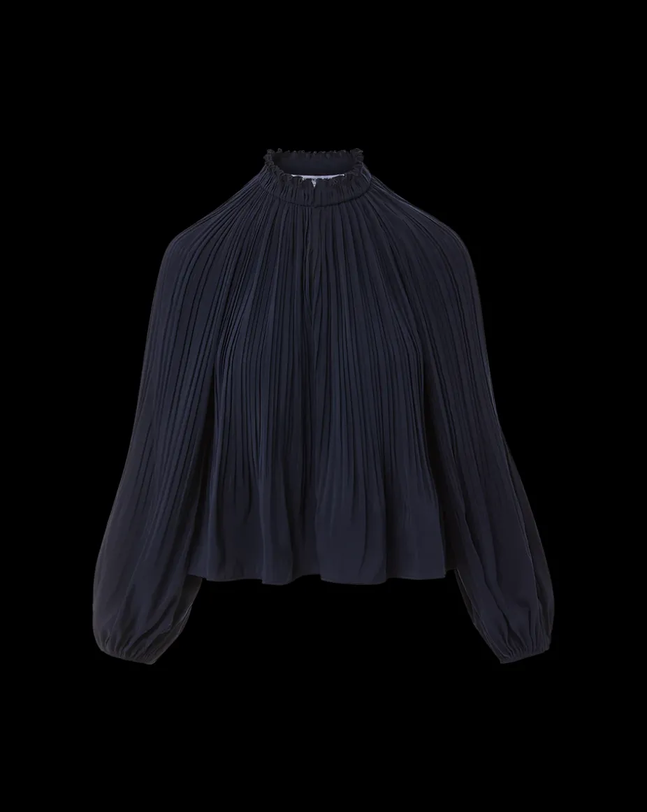 Walker Pleated Top in Navy