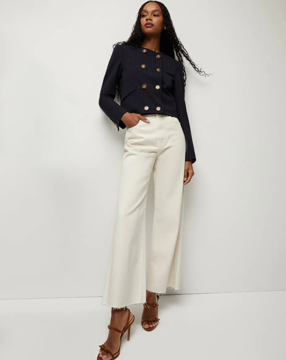 Winslow Pinstripe Collarless Jacket