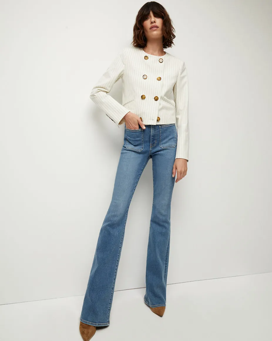 Winslow Pinstripe Collarless Jacket