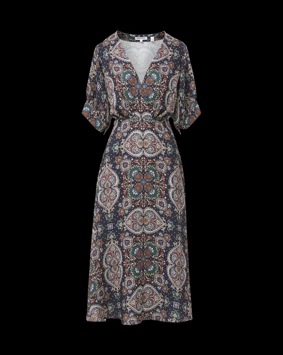 Wyatt Kaleidoscope-Print Dress in Navy Multi